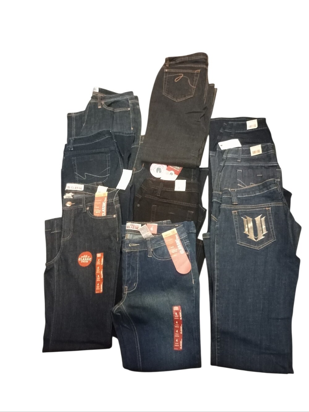 Assorted Women’s Dark Blue And Light Washed Denim Jeans, 11 Pairs